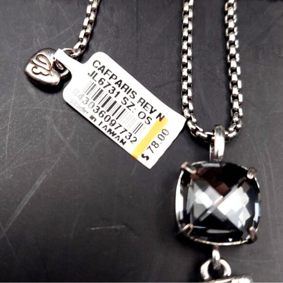 NWT Brighton Cafe De Paris Silver Plated Crystal Necklace & Hinged Bracelet 2 Pc - Picture 7 of 10